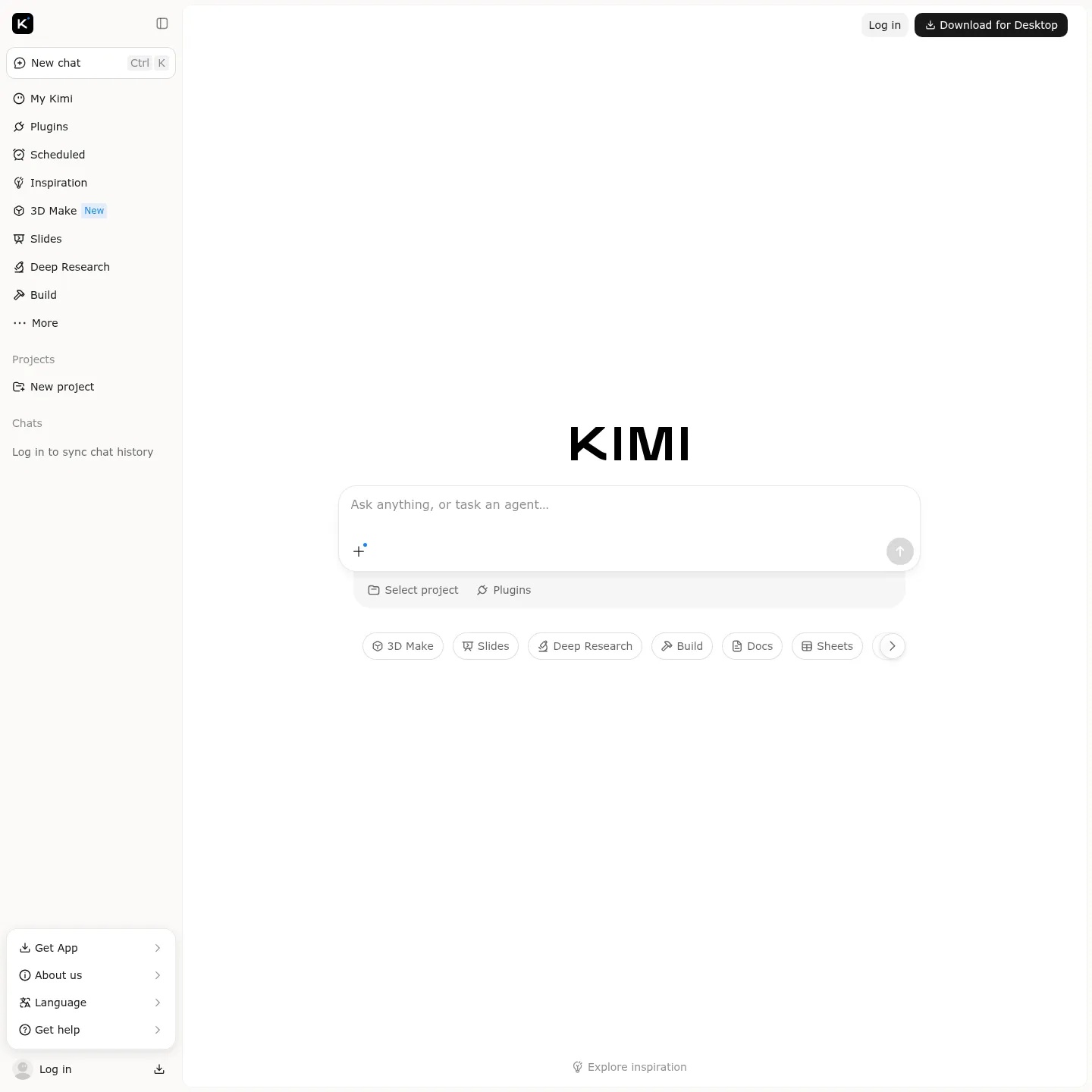 Kimi's official web application