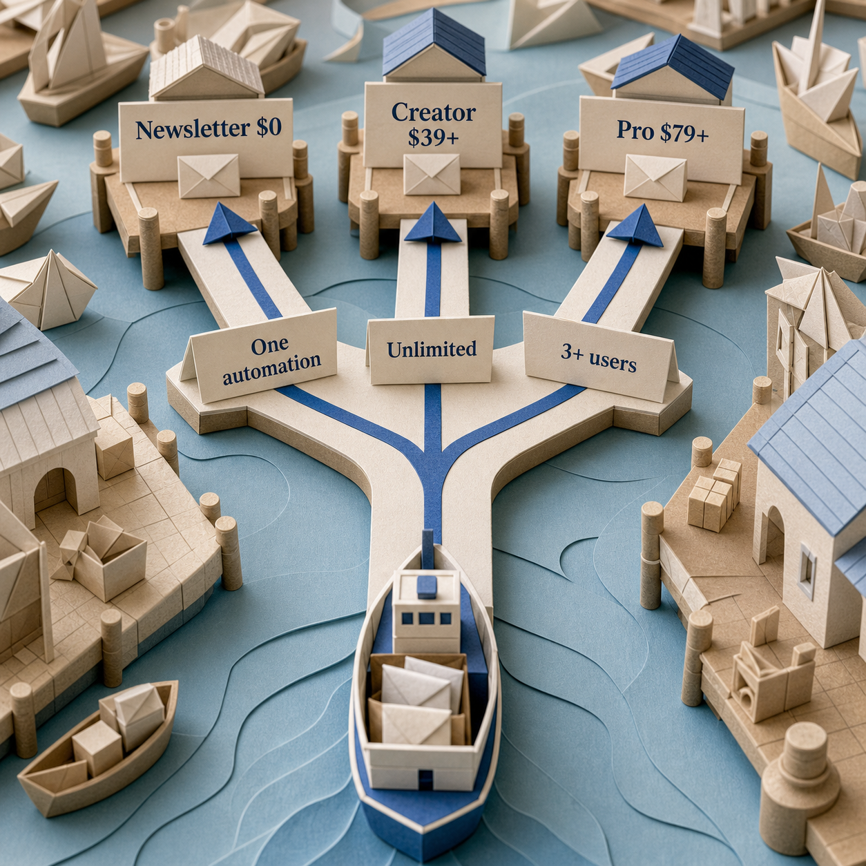 Paper harbor decision flow routing creators to Newsletter, Creator, or Pro