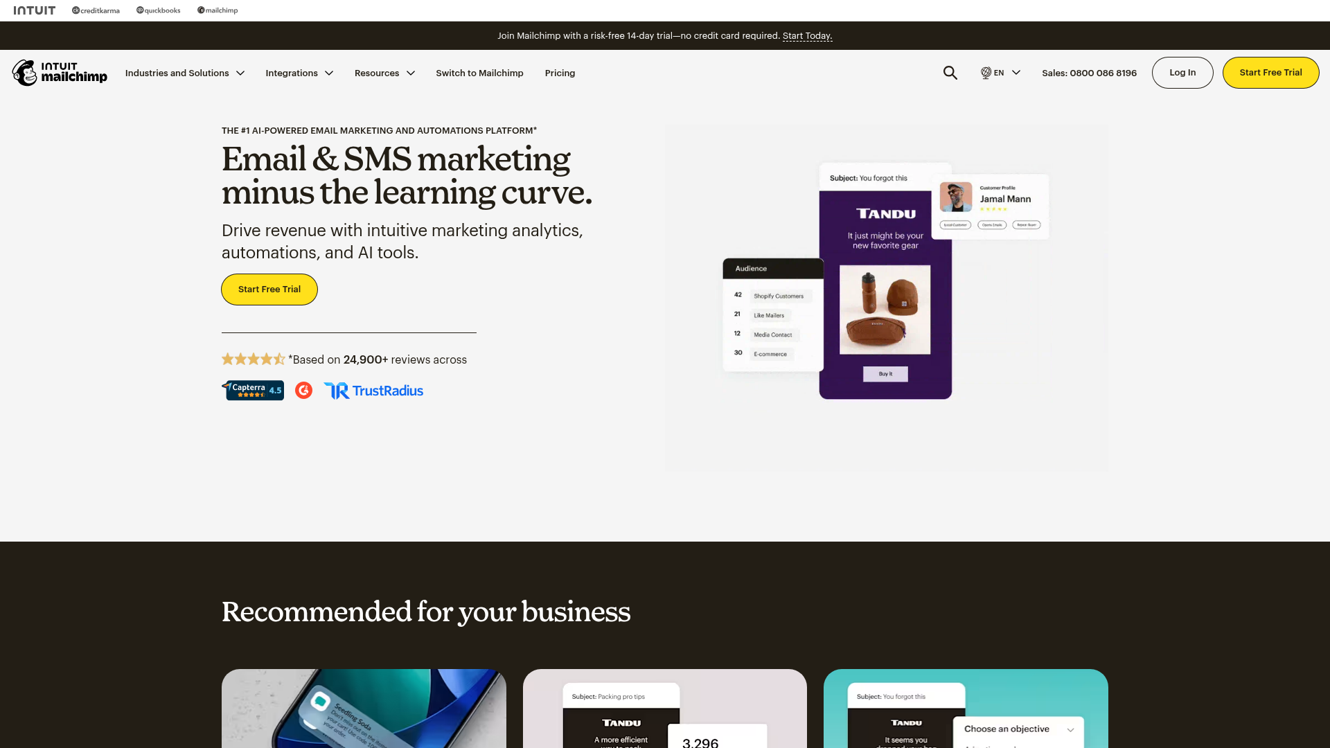 Mailchimp homepage