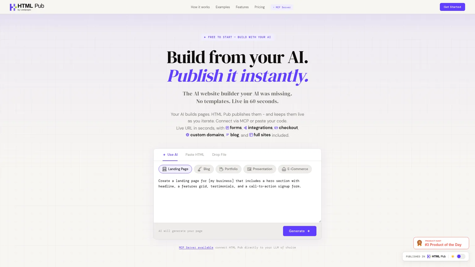 HTML Pub, outil de publication de pages, de sites et de blogs avec assistance IA
