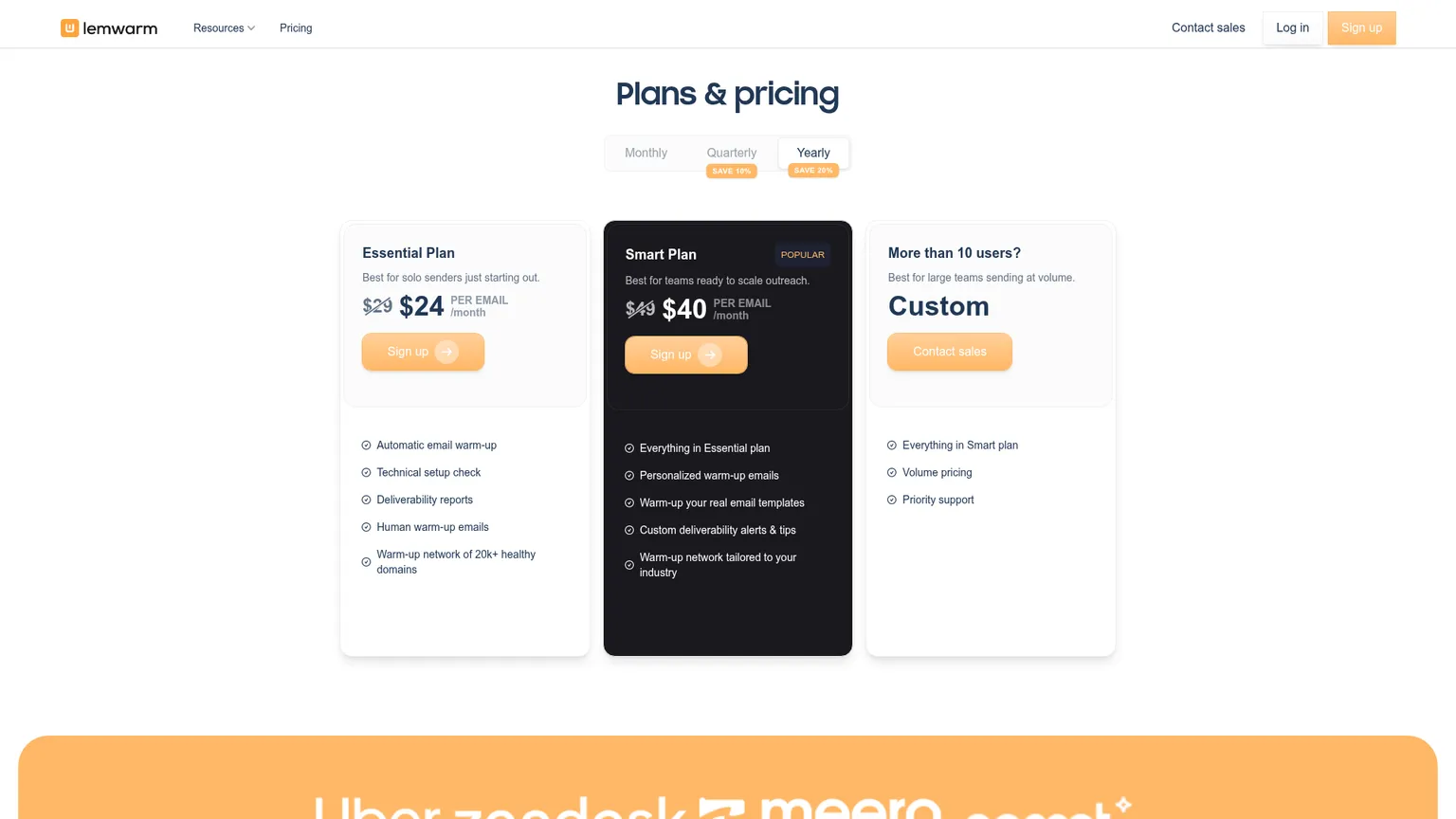 lemwarm standalone pricing with the notice that it is included with lemlist