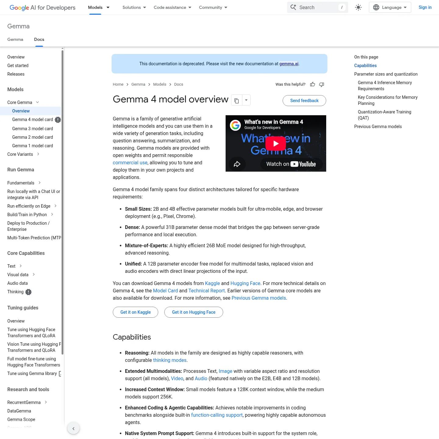 Google's Gemma 4 overview with model sizes and deployment guidance.