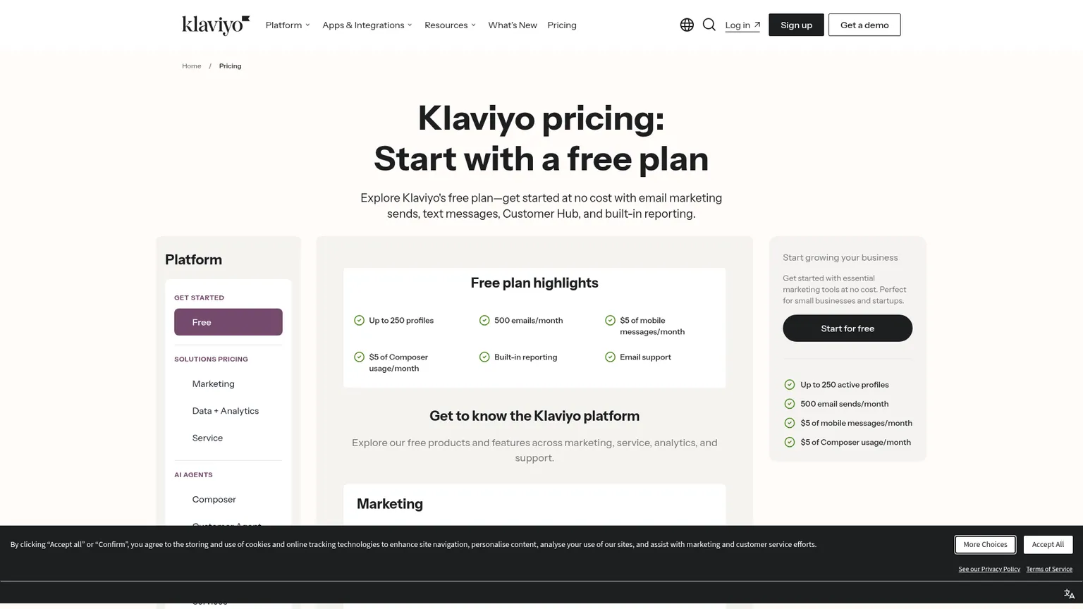 Klaviyo pricing calculator for active profiles and email sends
