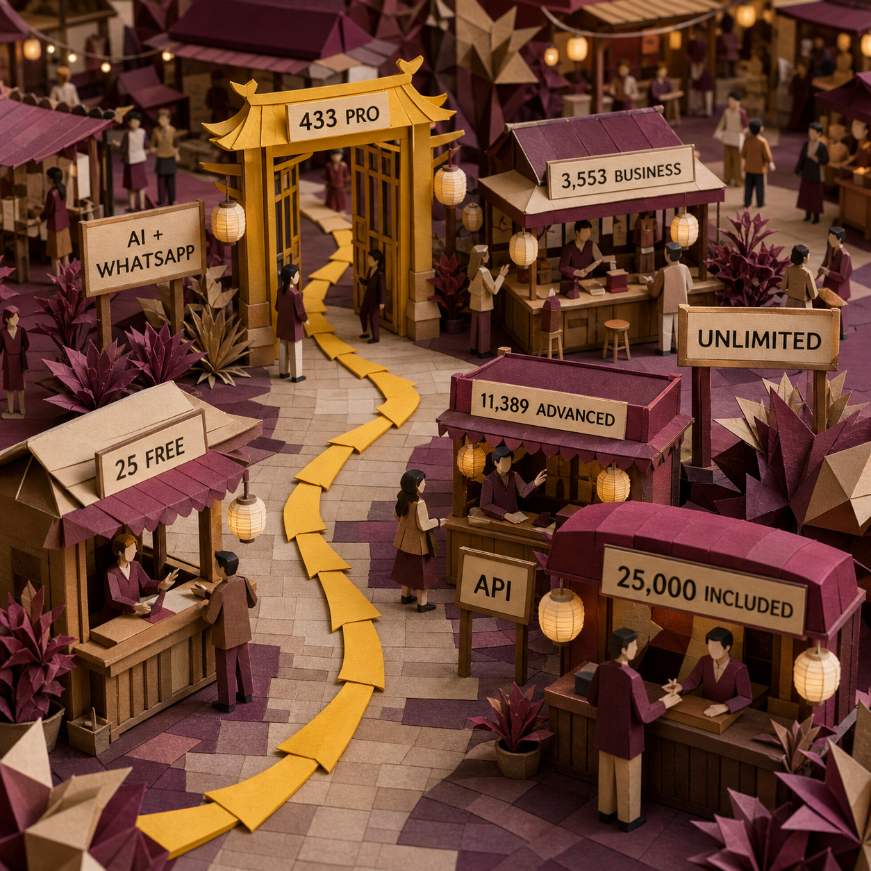 Paper market decision path showing Manychat plan break-even contacts and feature gates