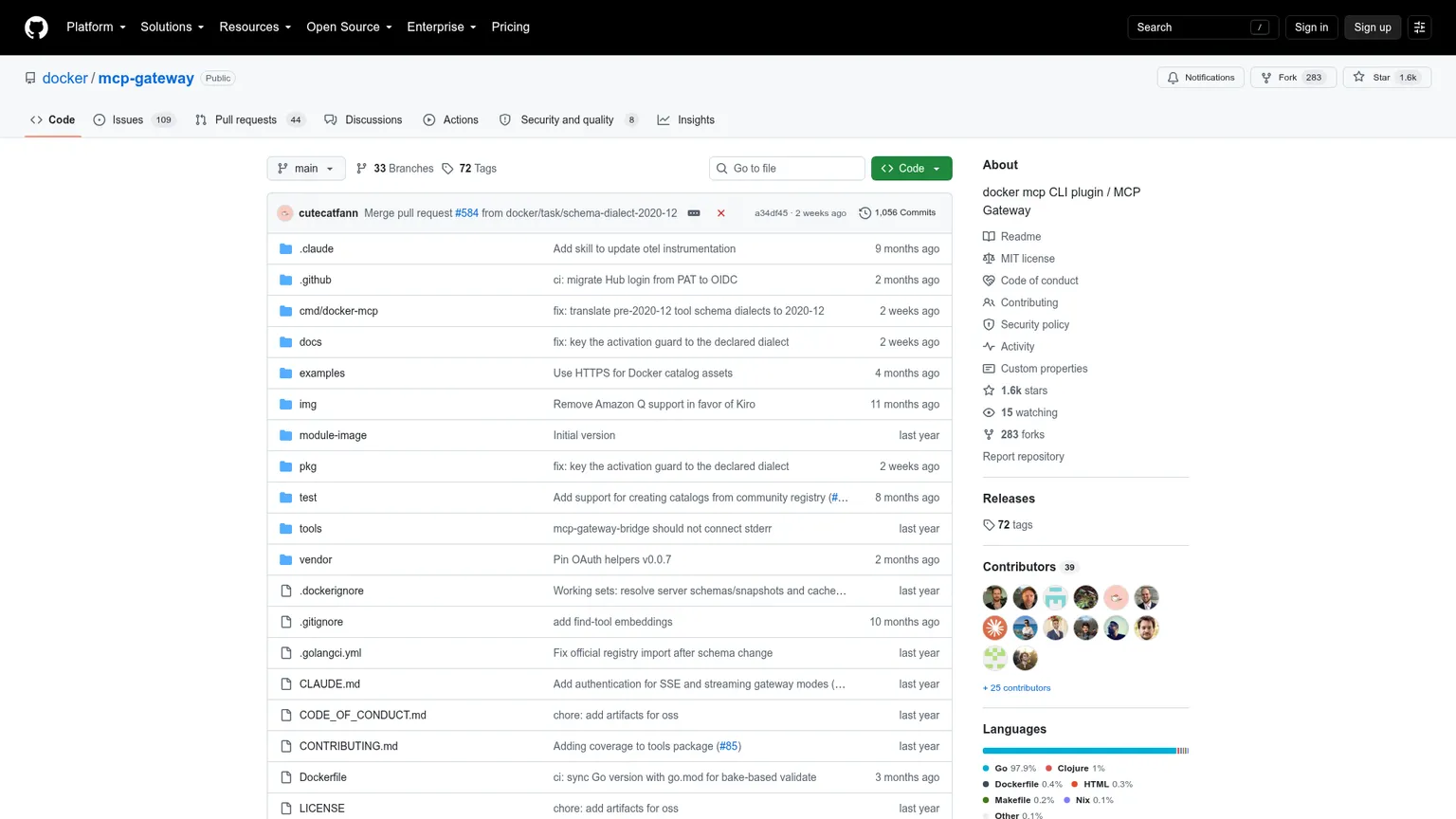 Репозиторий Docker MCP Gateway: возможности, профили, установка и лицензия