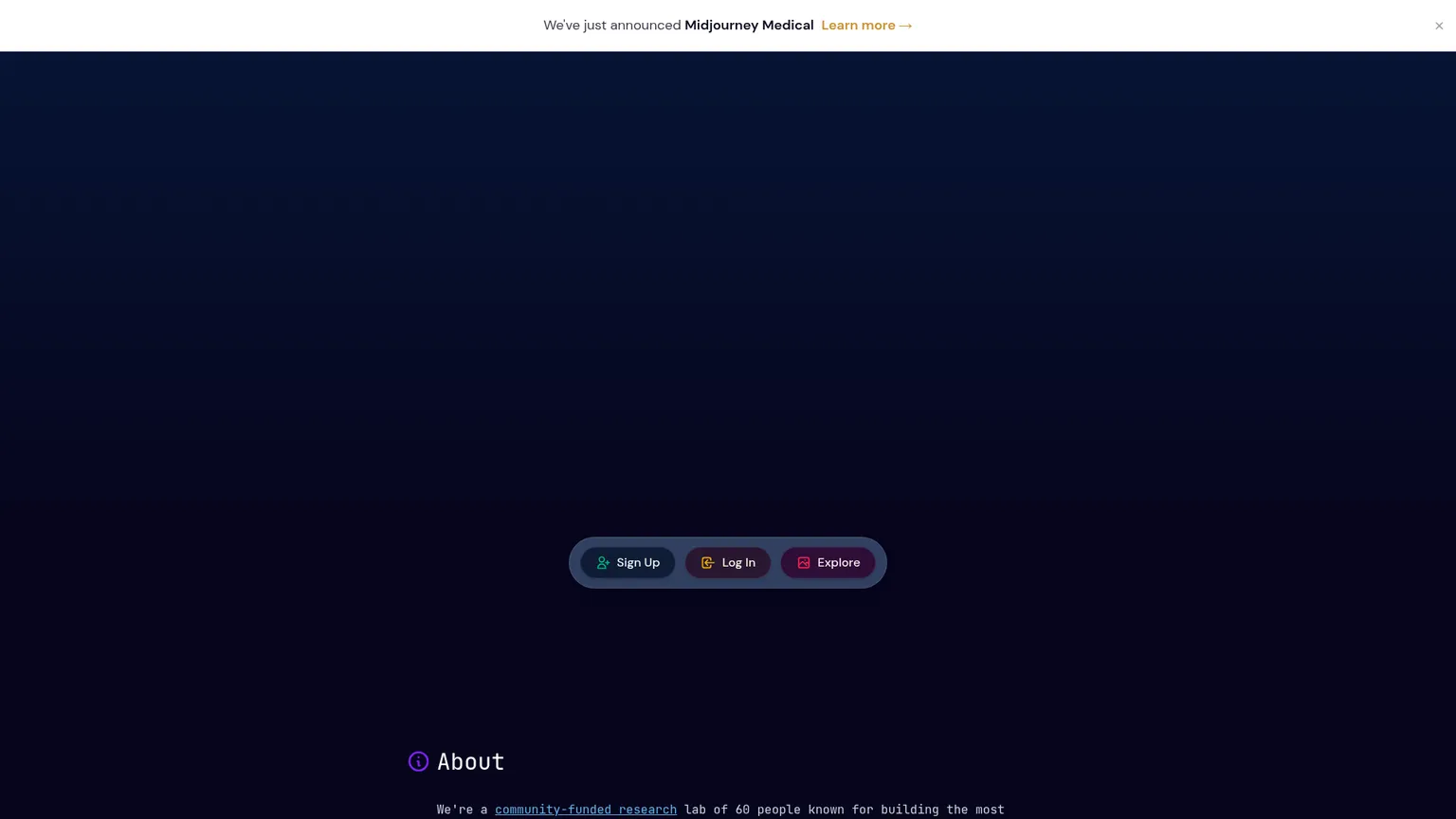 Sito di Midjourney con la sua esperienza di generazione delle immagini