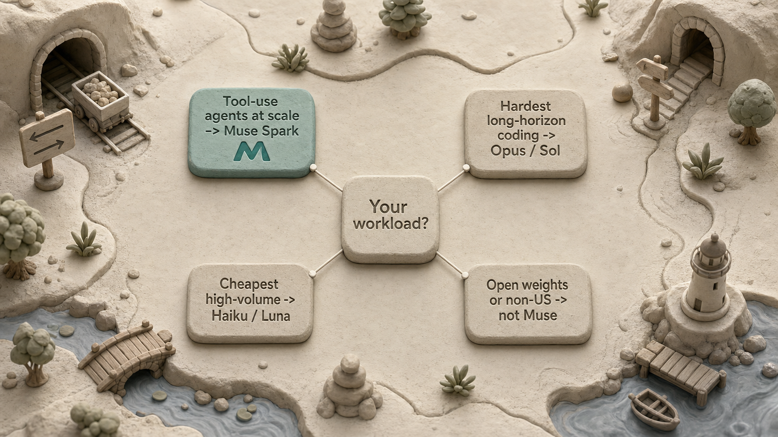 Decision map for choosing Muse Spark 1.1 versus alternatives