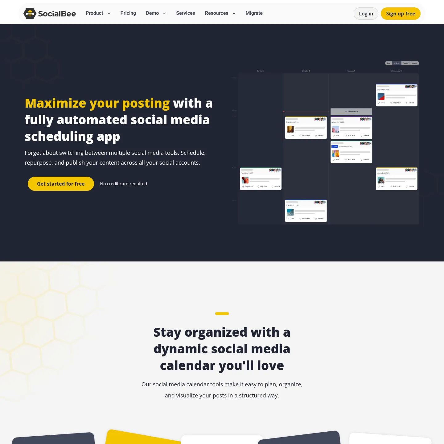 SocialBee publishing page demonstrating content categories and recurring scheduling