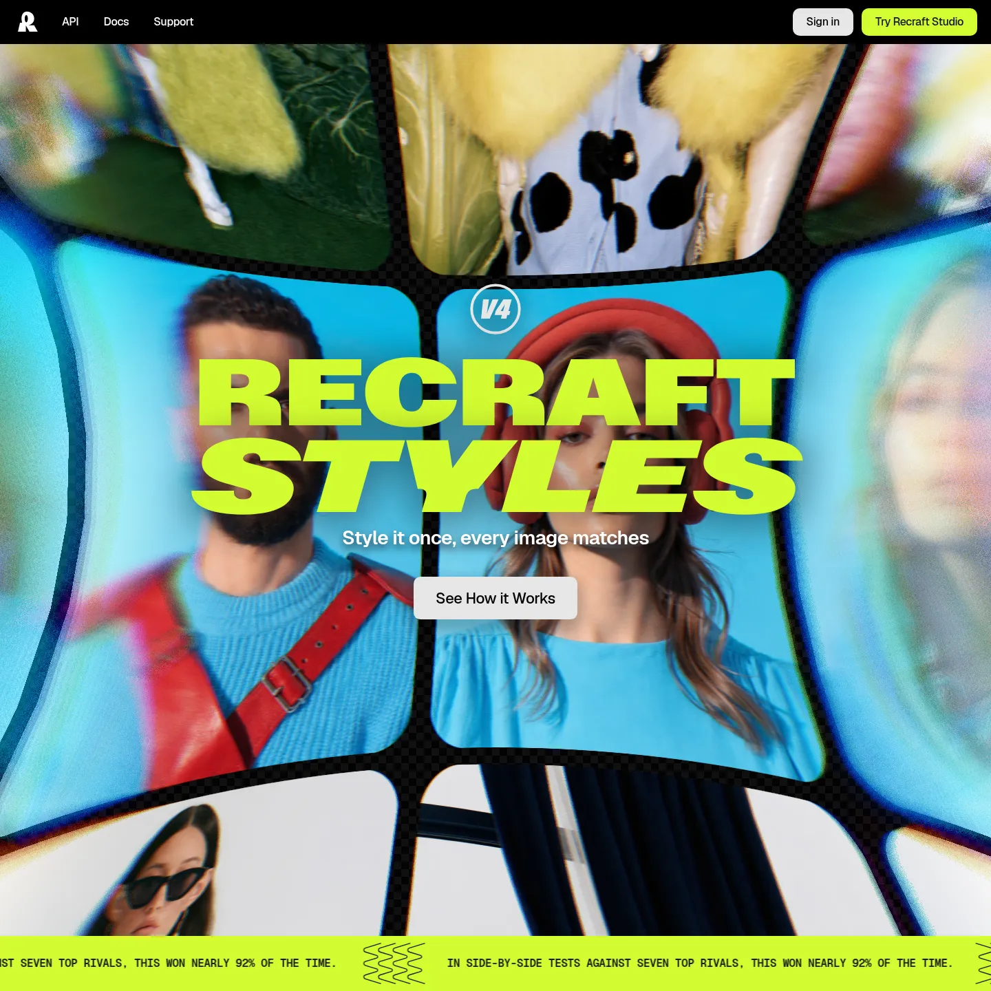 Recraft's public style-control examples