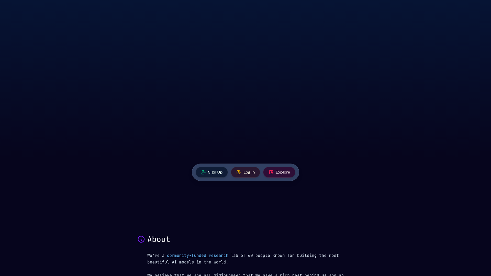 Midjourney homepage