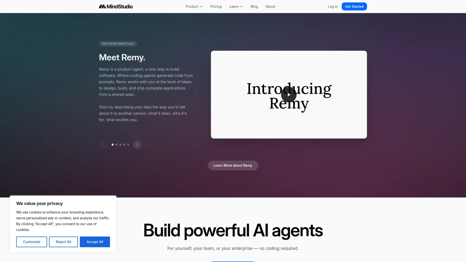 MindStudio-Startseite mit der Plattform für KI-native Workflow-Automatisierung