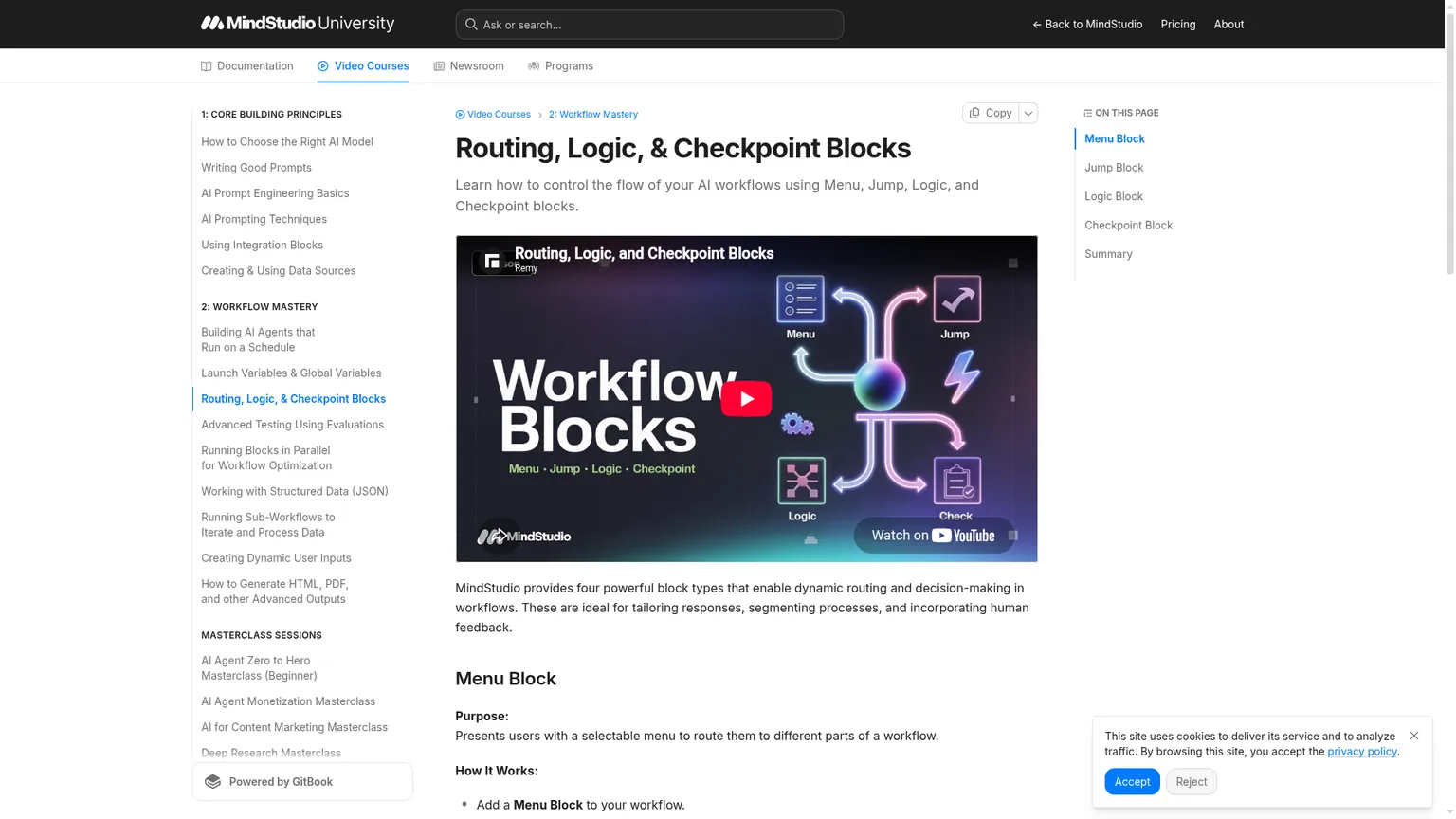 MindStudio-Dokumentation zu Checkpoint- und Routing-Blöcken