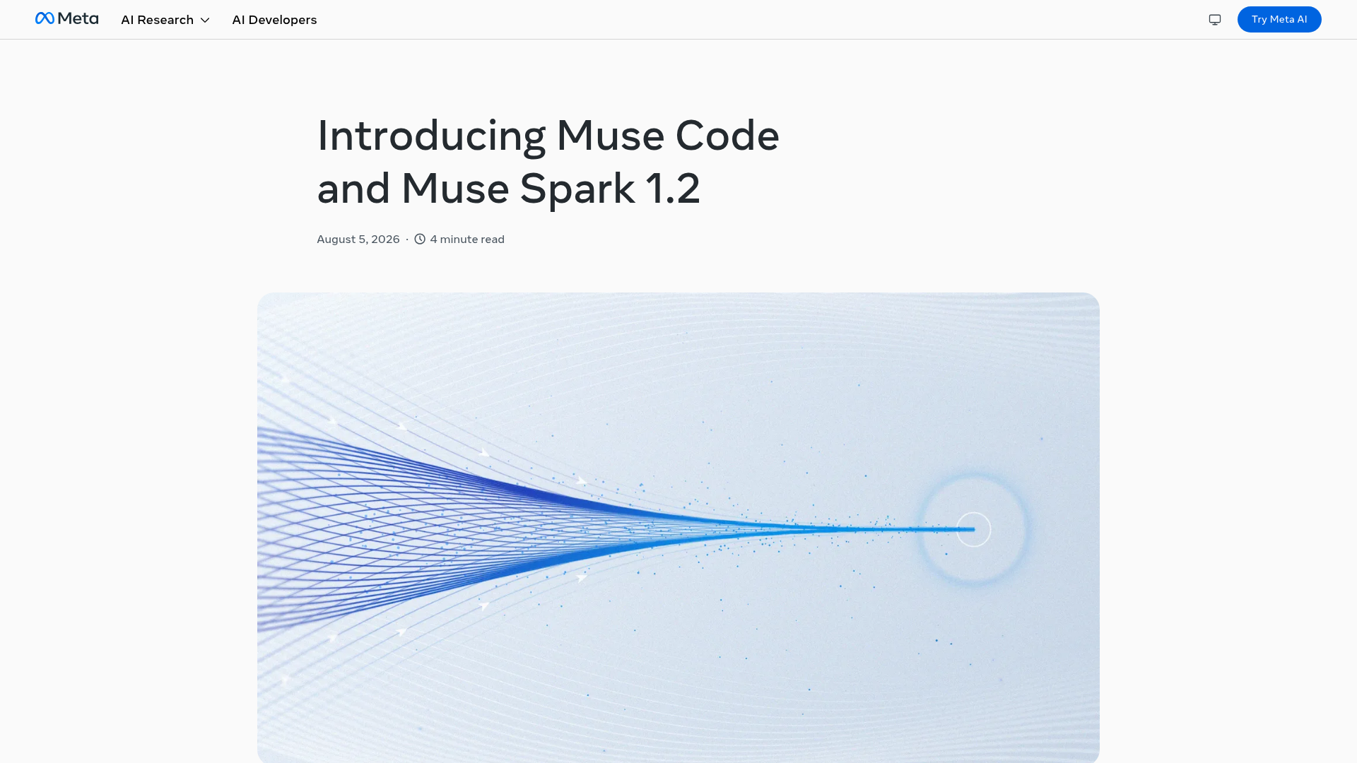 Meta Muse Code launch page showing the terminal coding agent