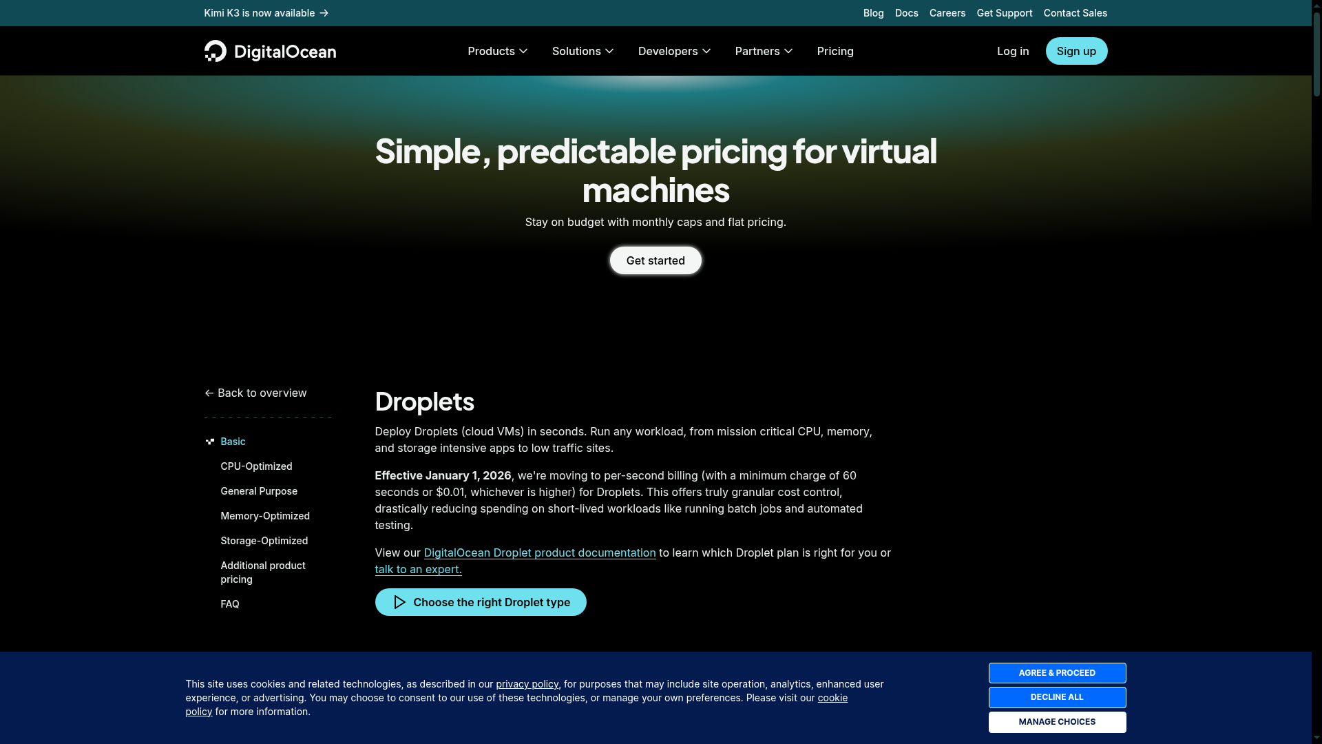 DigitalOcean Basic Droplet prices and backup costs