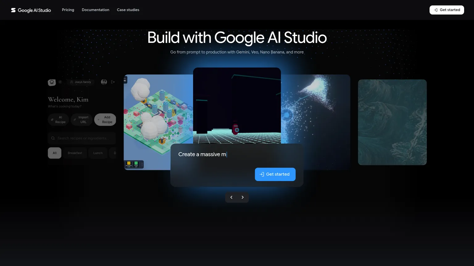 Interface de Google AI Studio pour rédiger des prompts Nano Banana