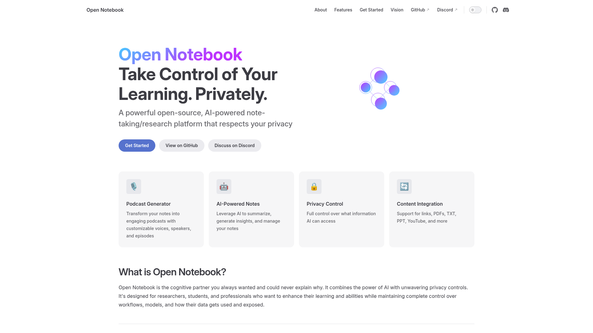 Open Notebook homepage
