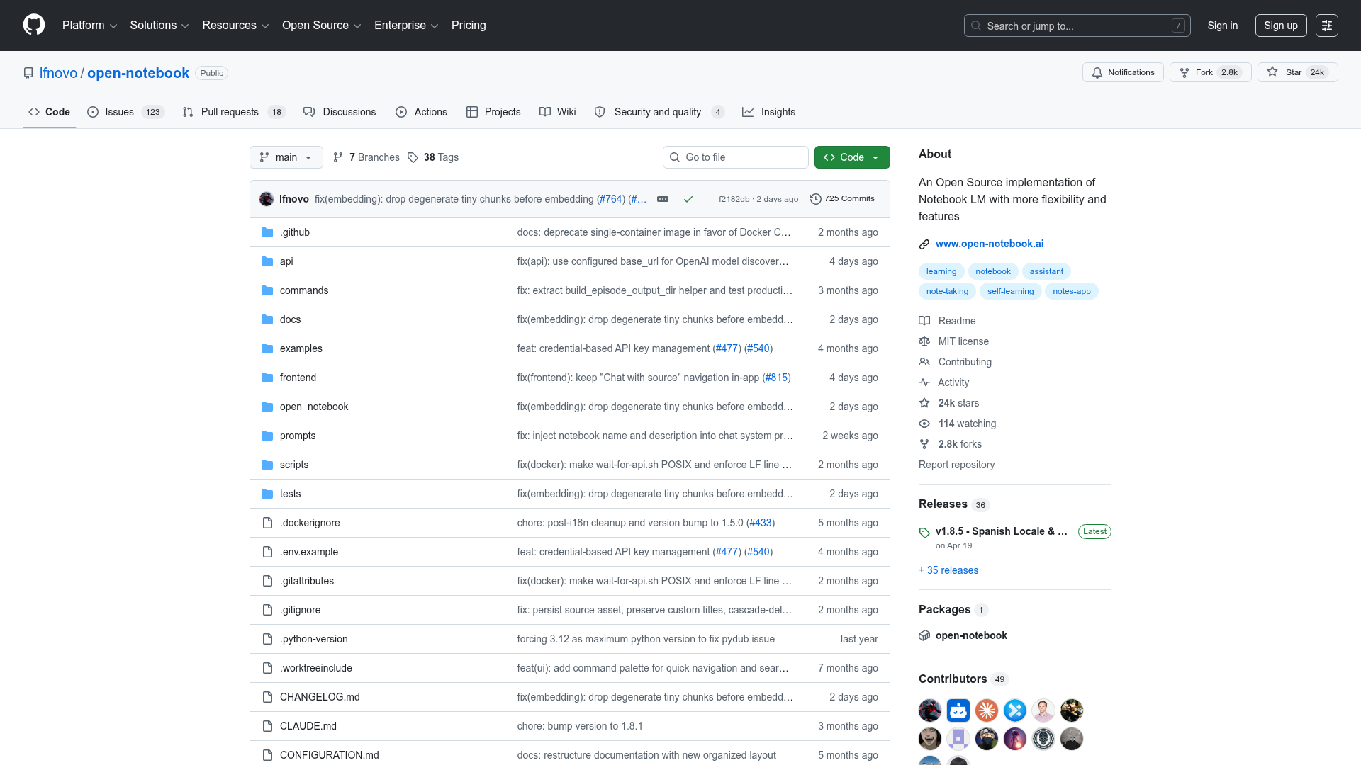 Open Notebook GitHub repository