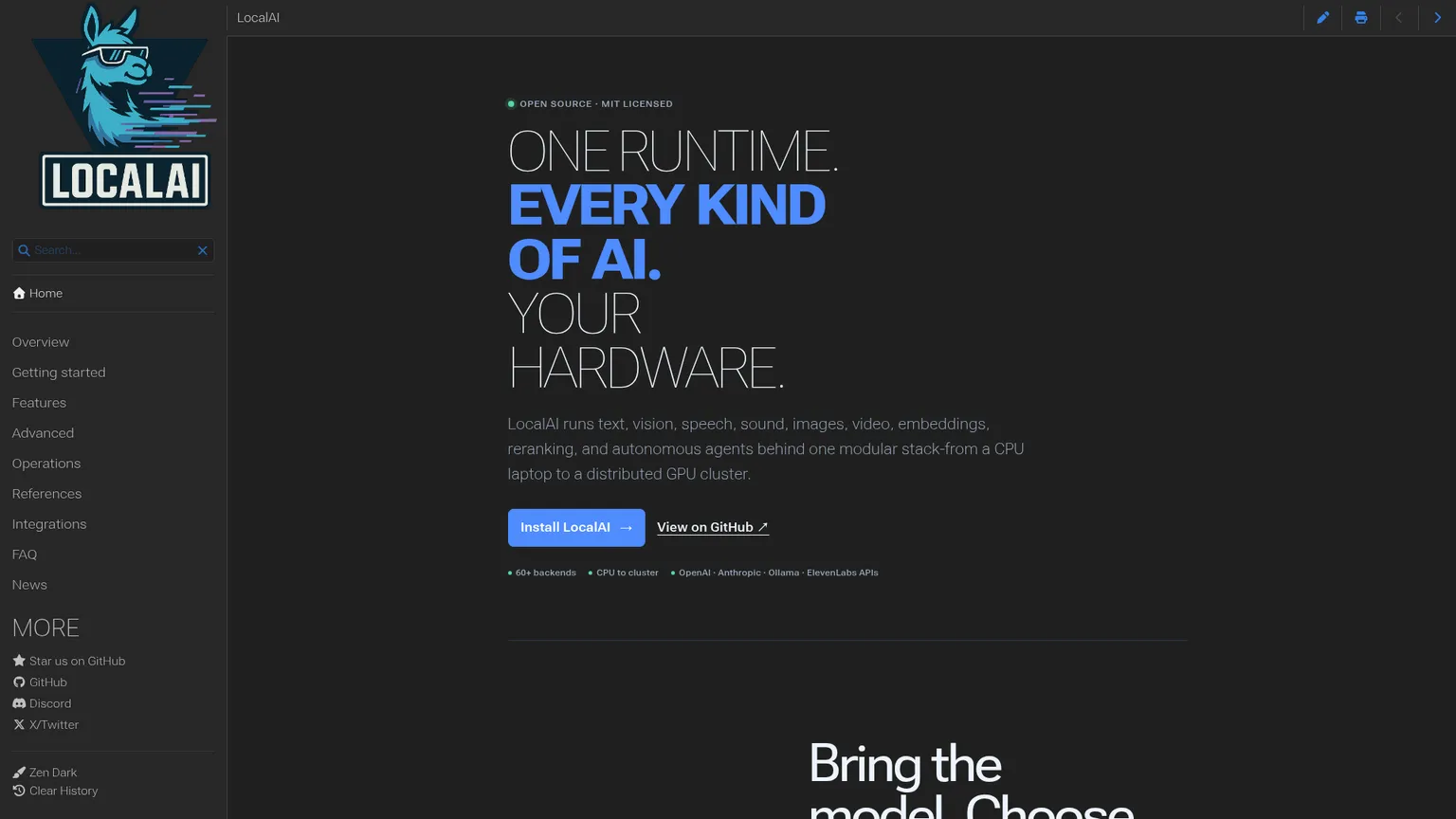منصة LocalAI لواجهات API الخاصة بالاستدلال المحلي