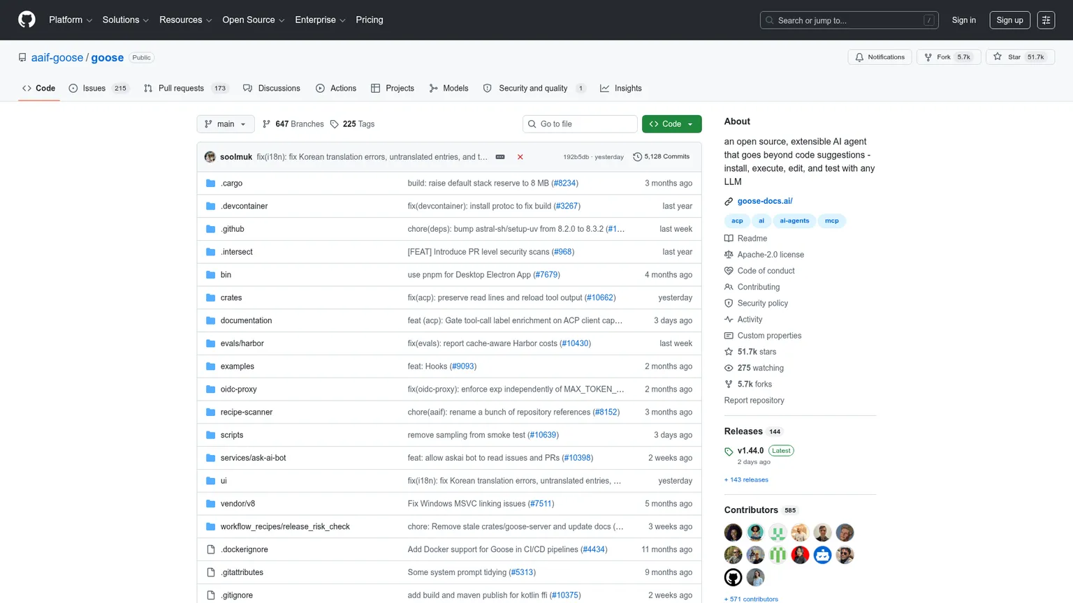Dépôt de l’agent open source goose