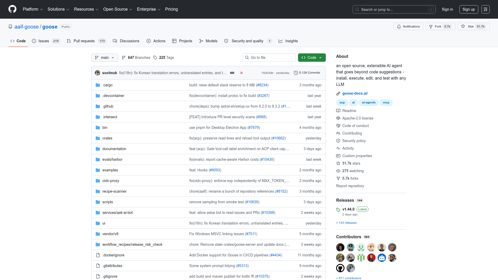 goose open-source agent repository
