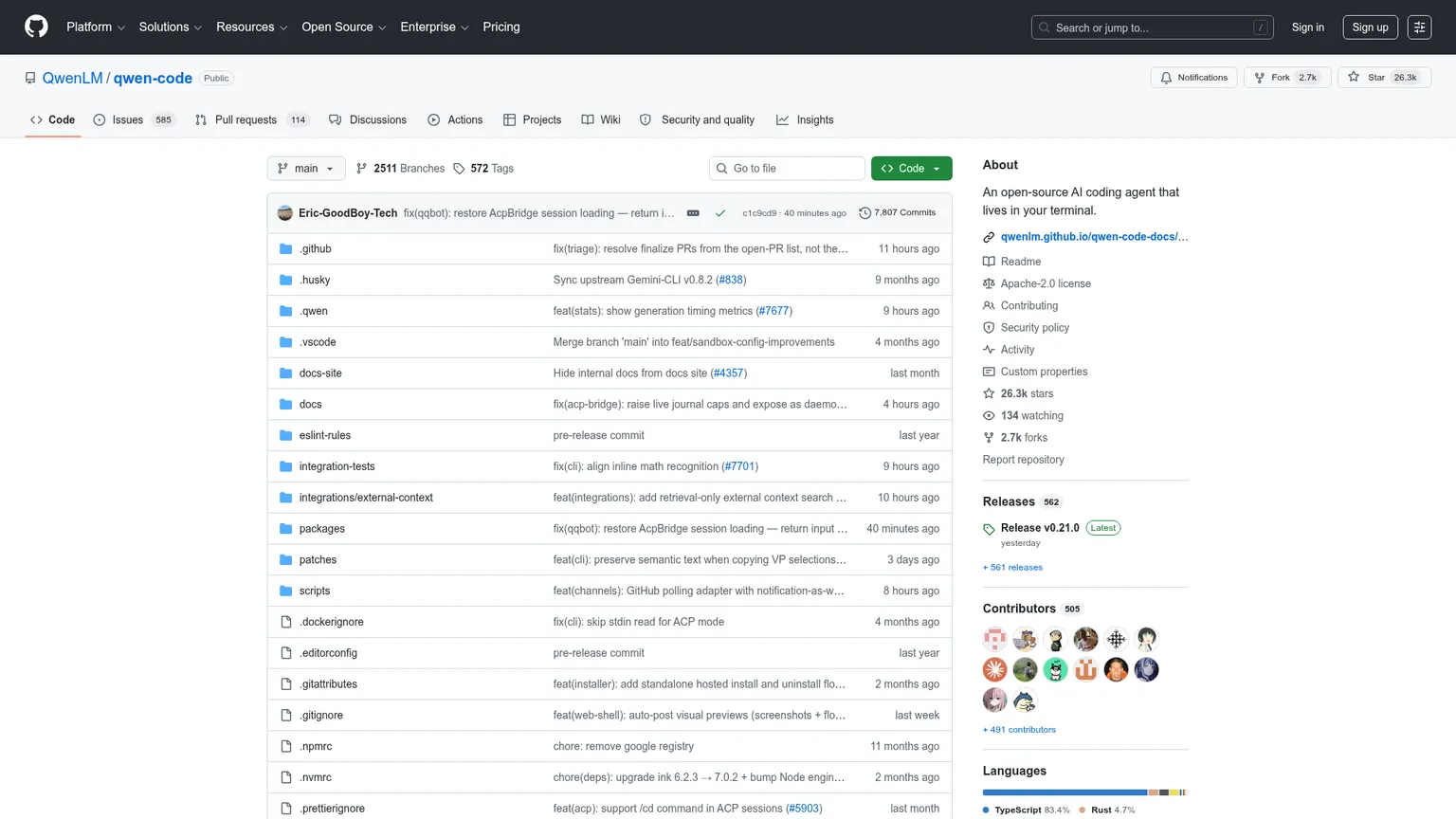 Dépôt de l’agent terminal open source Qwen Code