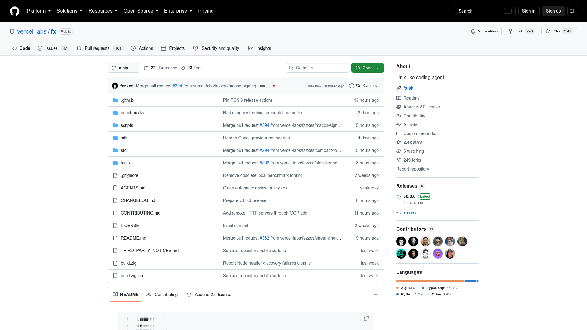 Vercel Labs fx coding agent repository