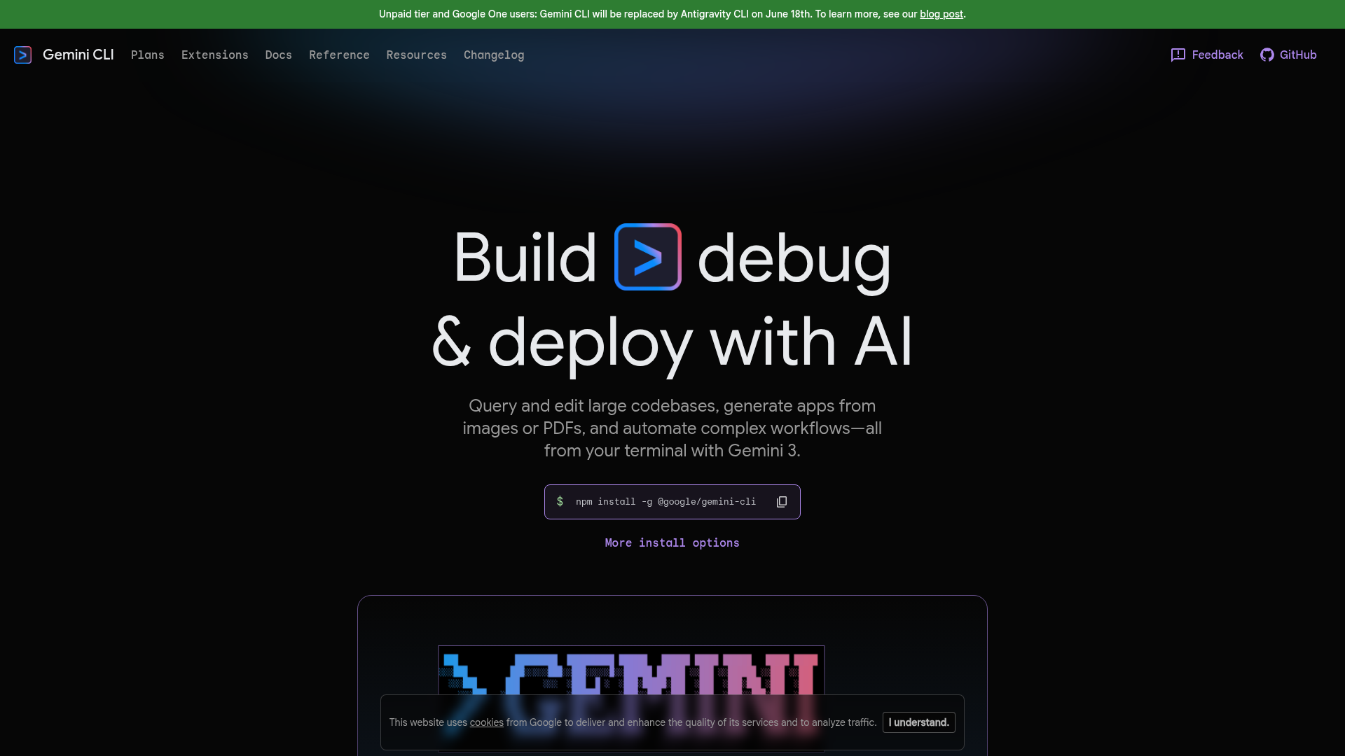 Gemini CLI open-source coding agent homepage