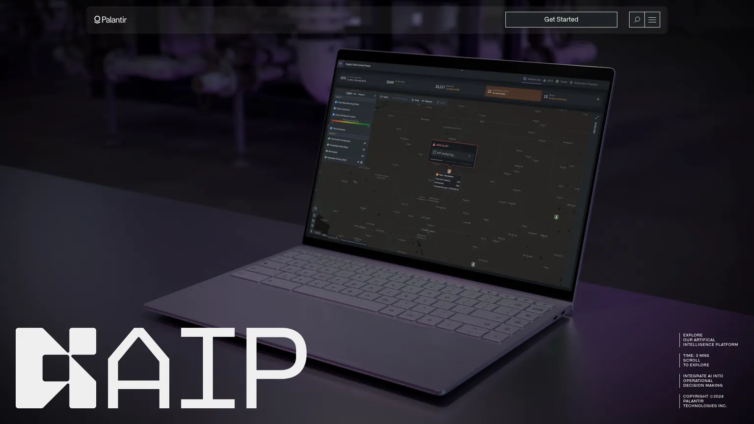 Öffentliche Plattformseite von Palantir AIP