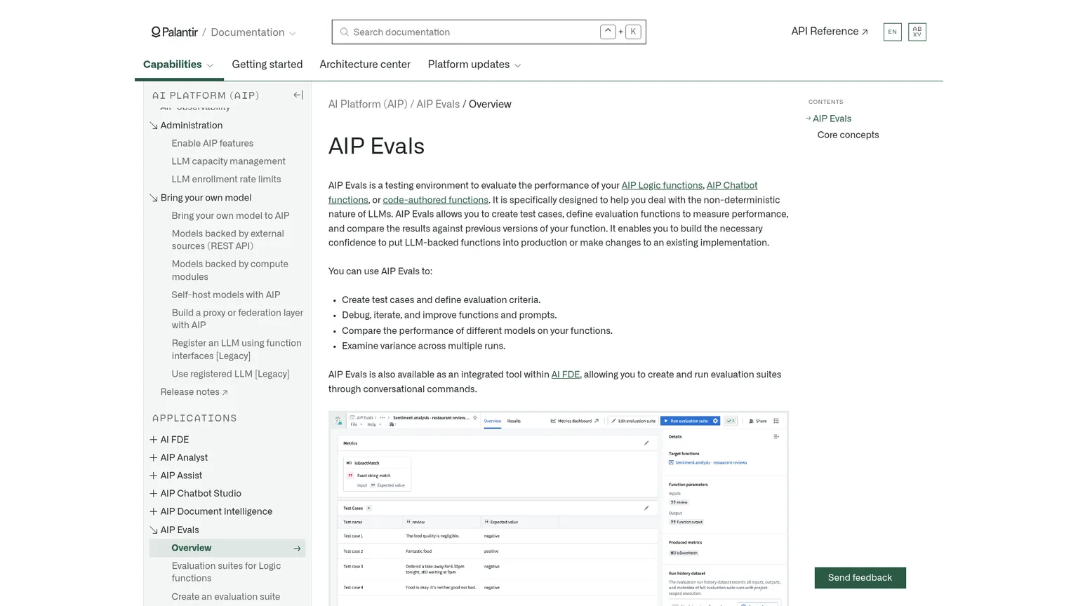 Übersichtsdokumentation zu Palantir AIP Evals