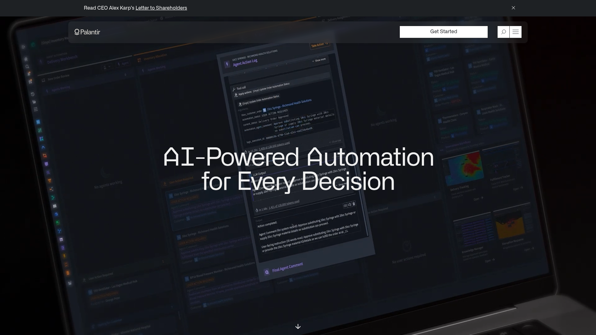 Palantir public company homepage
