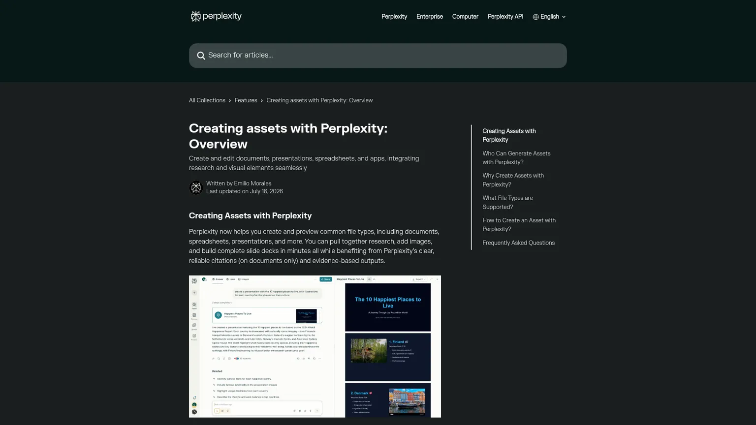 Perplexity Create files and apps documentation