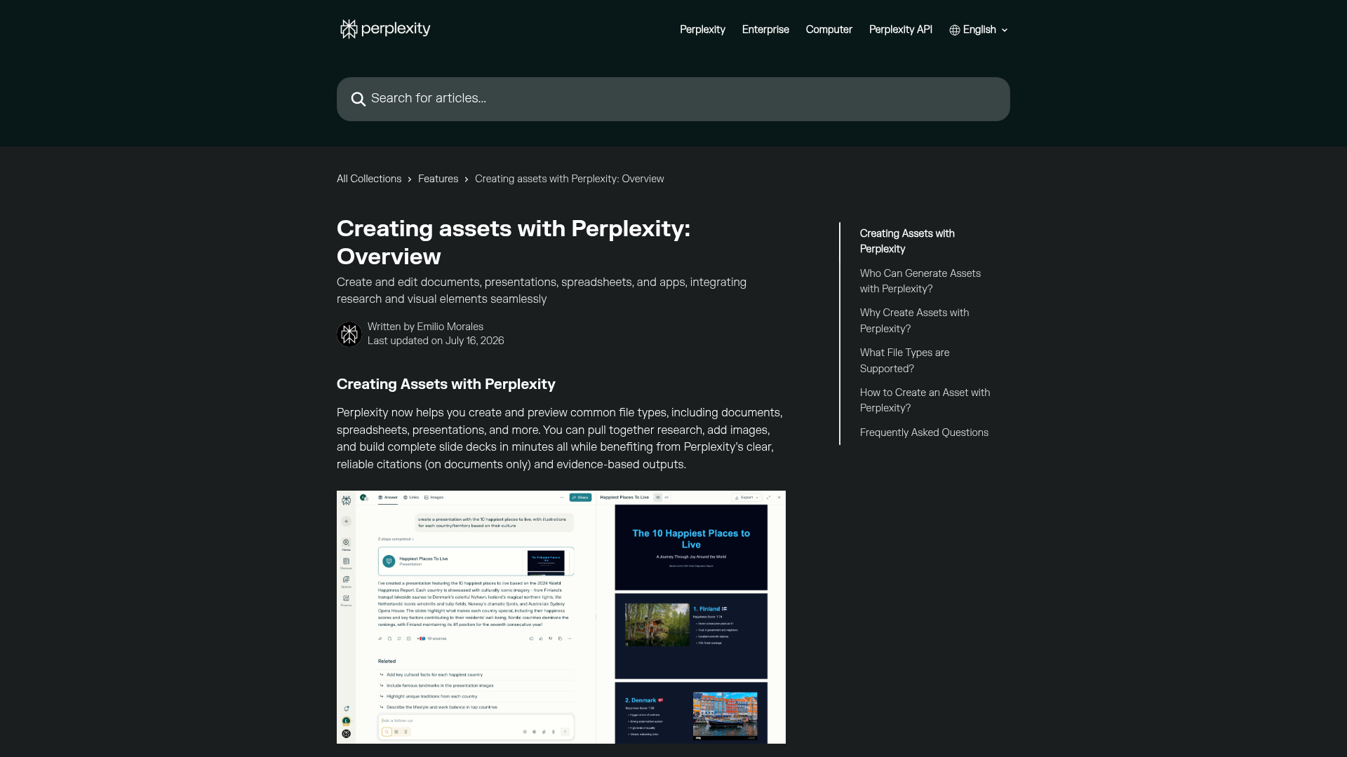 Perplexity Create files and apps documentation