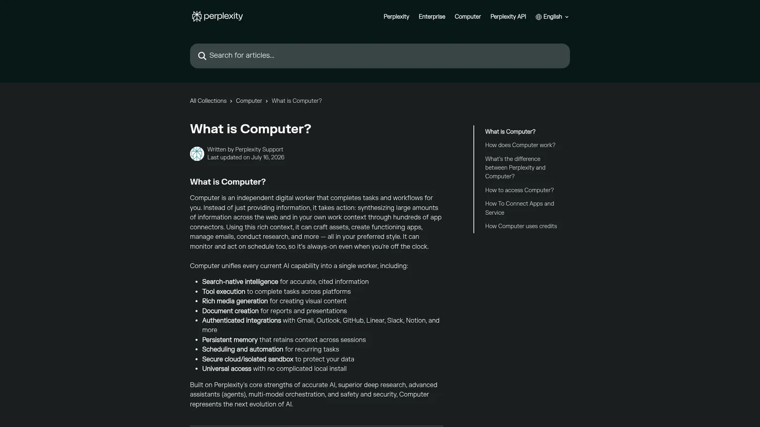 Perplexity Computer agent workflow documentation