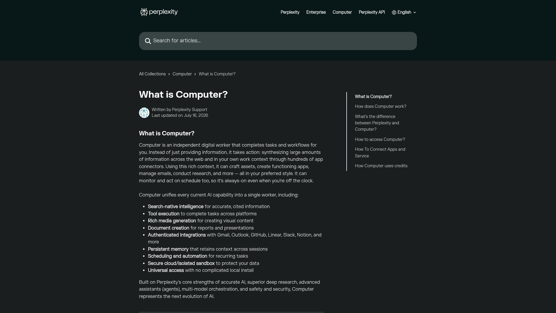 Perplexity Computer agent workflow documentation