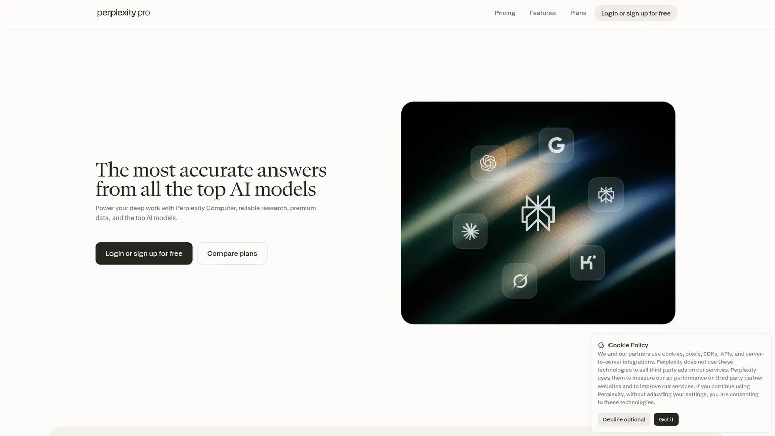 Perplexity live Pro and Max pricing page