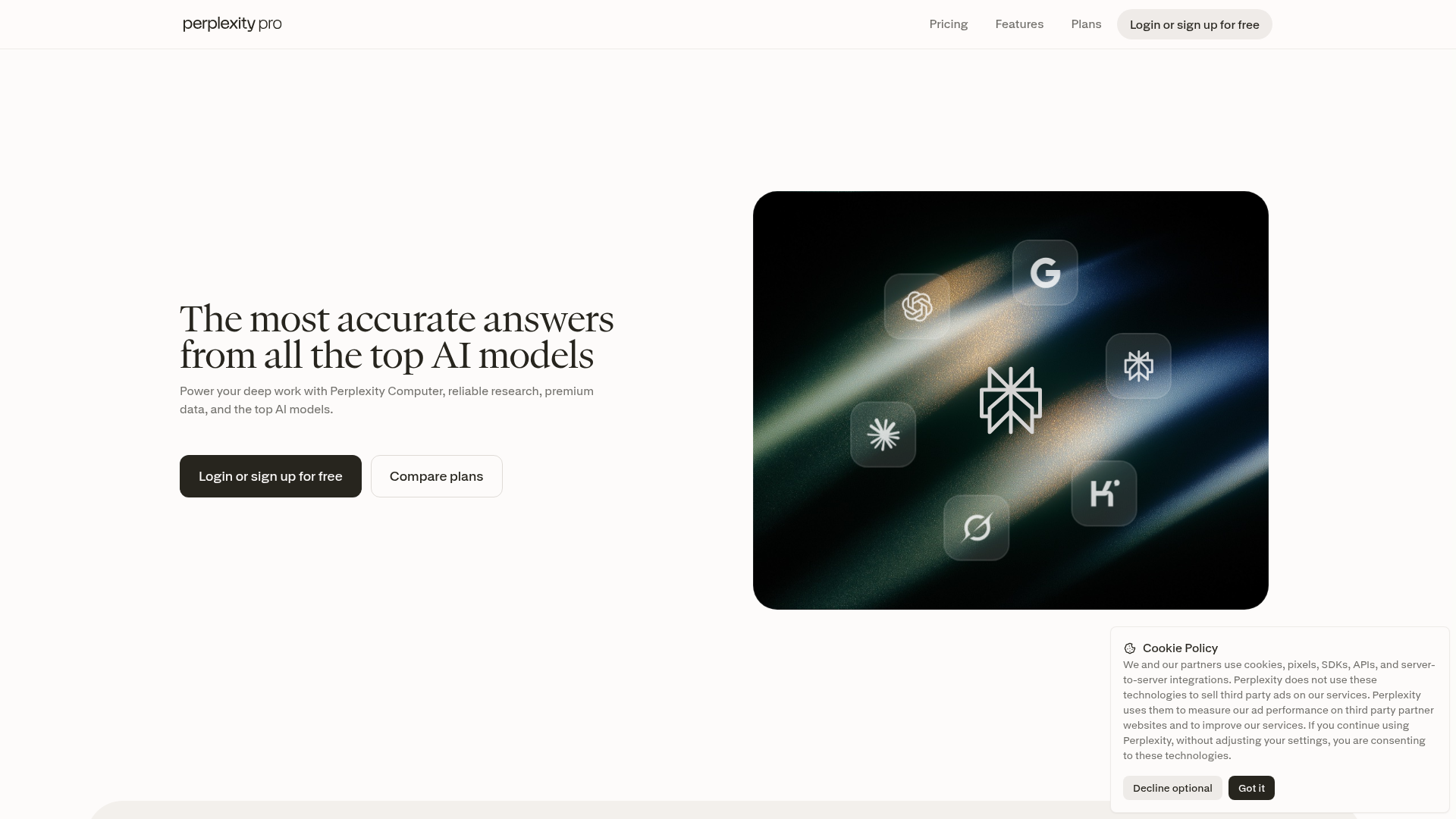 Perplexity live Pro and Max pricing page