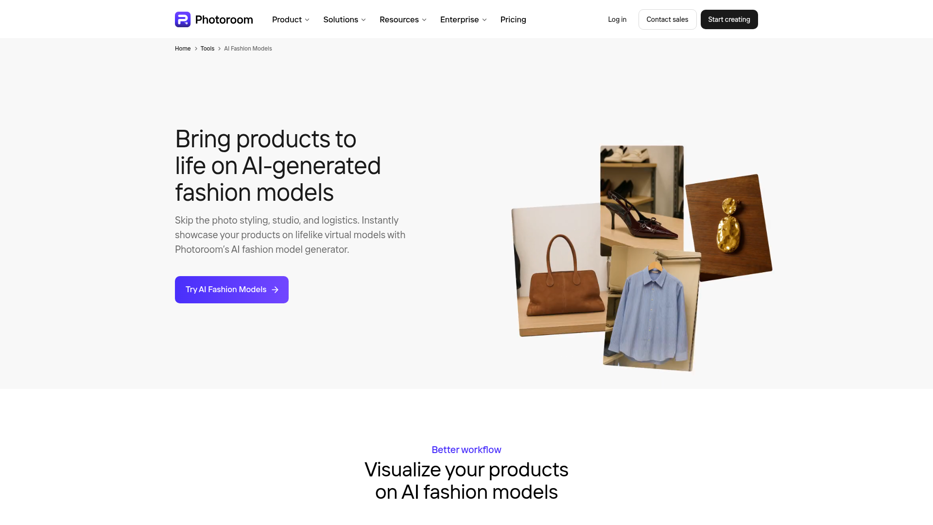 Photoroom AI Fashion Models product workflow