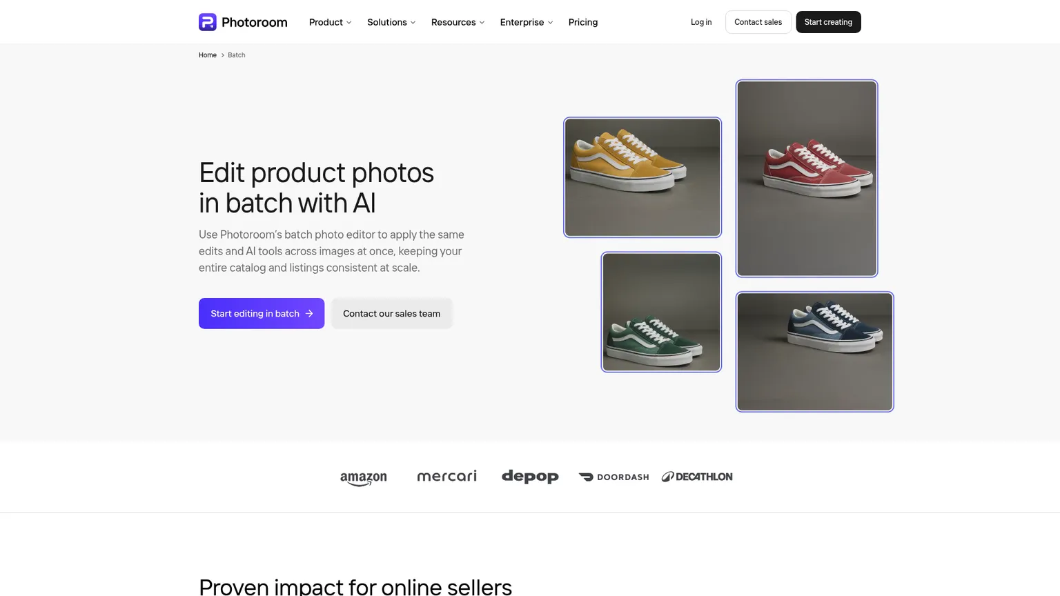 Workflow di modifica seriale foto prodotto con Batch di Photoroom