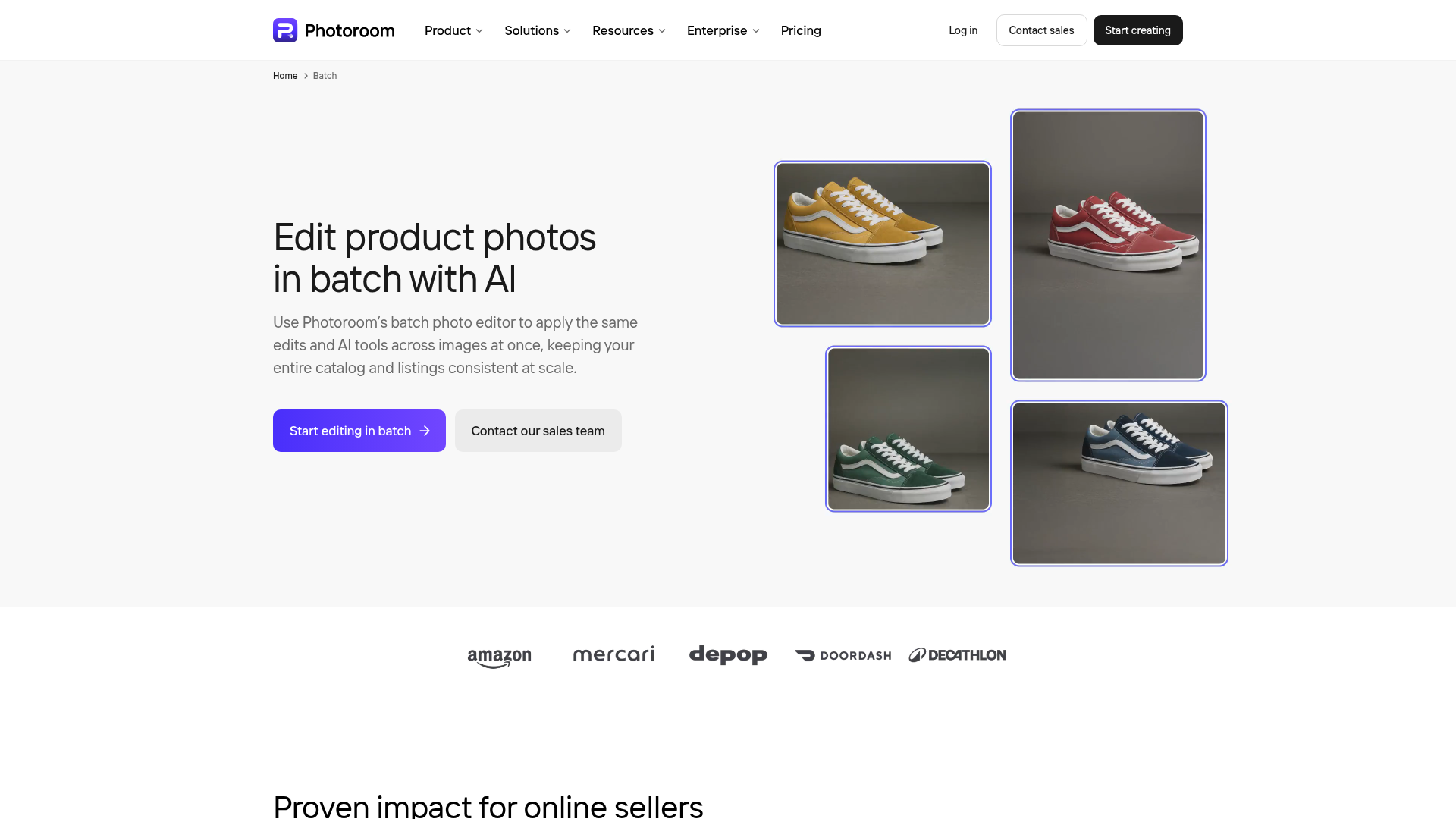 Photoroom Batch product photo editing workflow