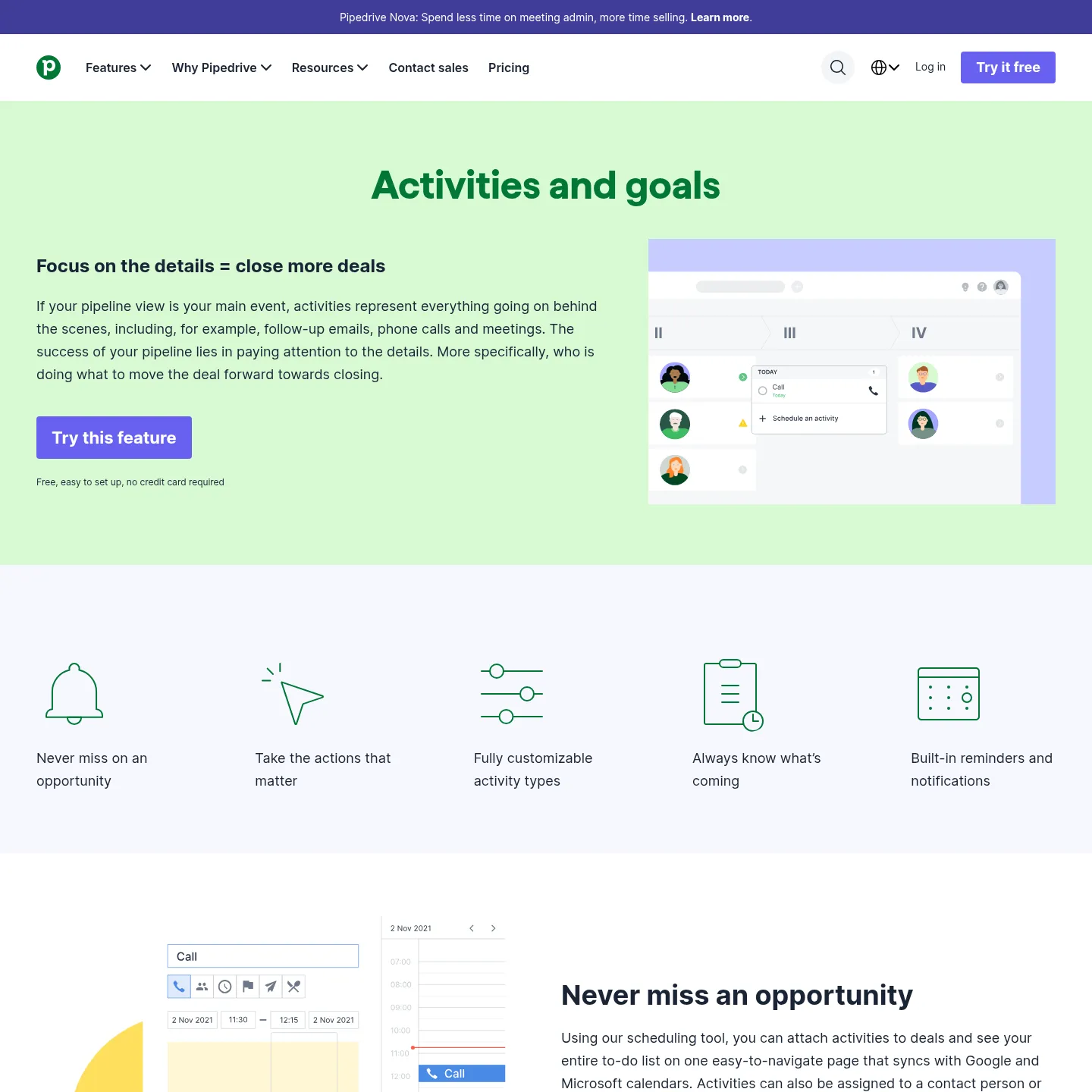 Pipedrive activities and goals page showing sales activity management