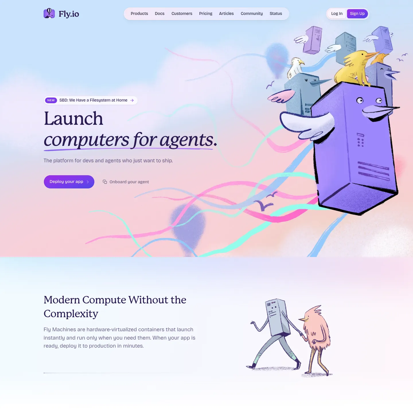 Fly.io application infrastructure product page