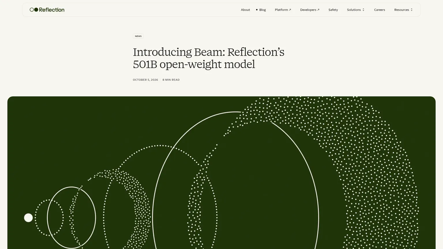 Annonce officielle de Beam par Reflection, avec la description du modèle et le calendrier de sortie prévu