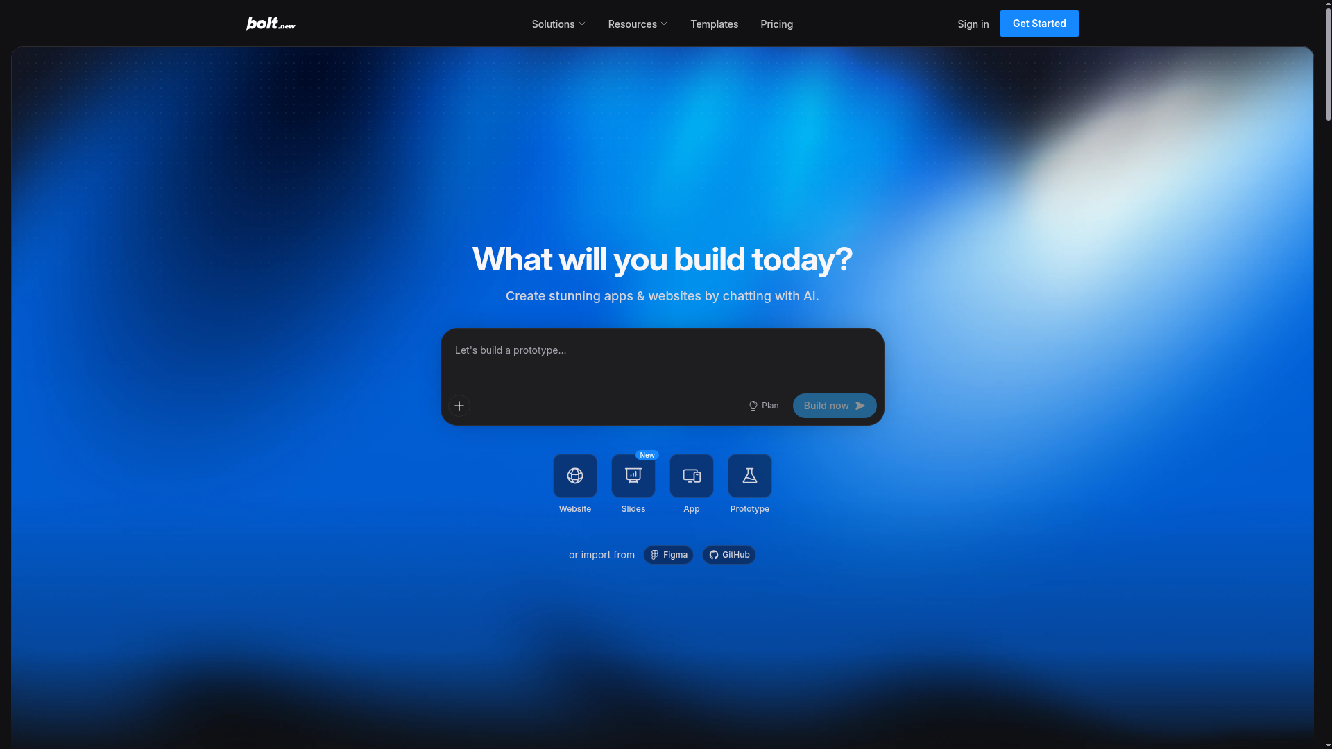 Bolt browser-based AI app builder