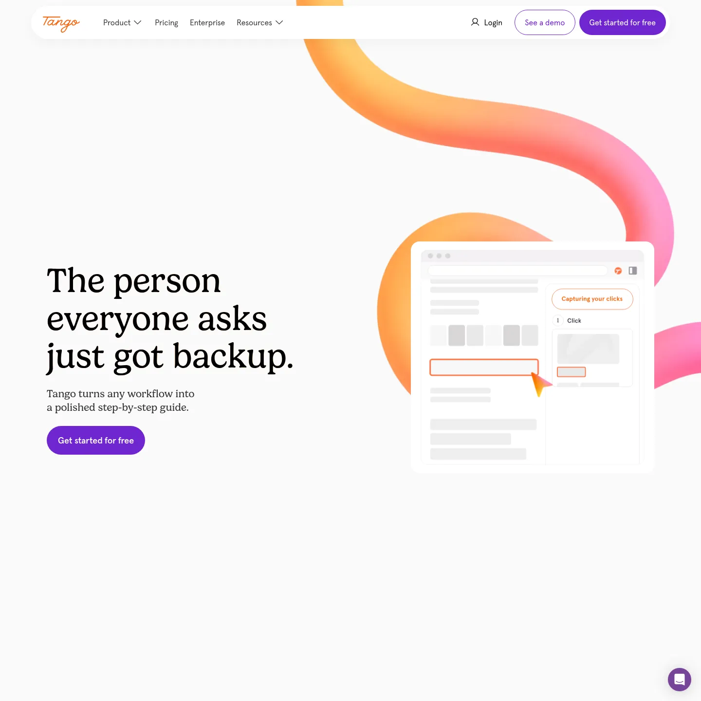 Tango public product page showing screenshot-based workflow guides