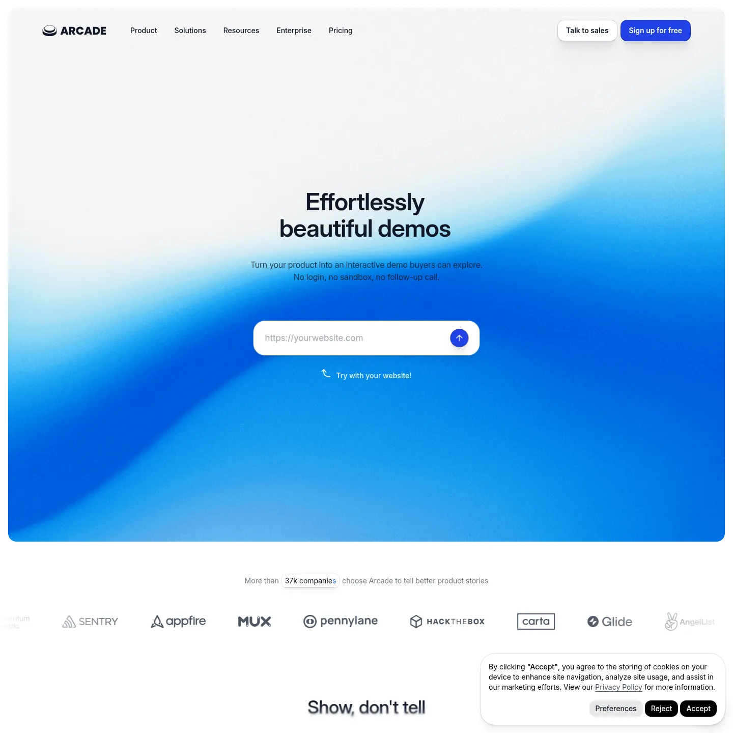 Arcade public interactive-demo product page