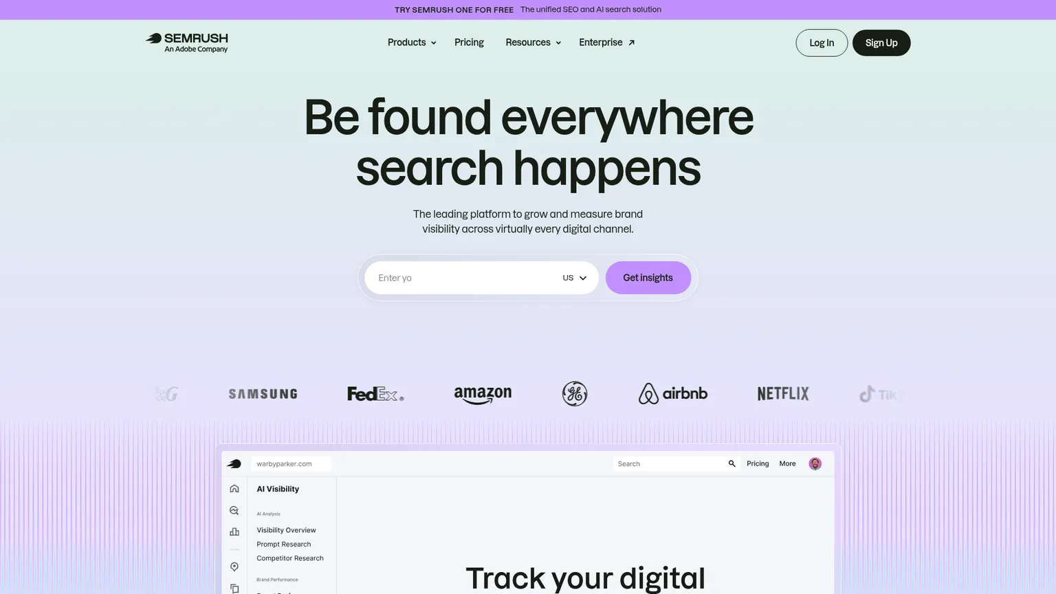 Vista general de la plataforma Semrush