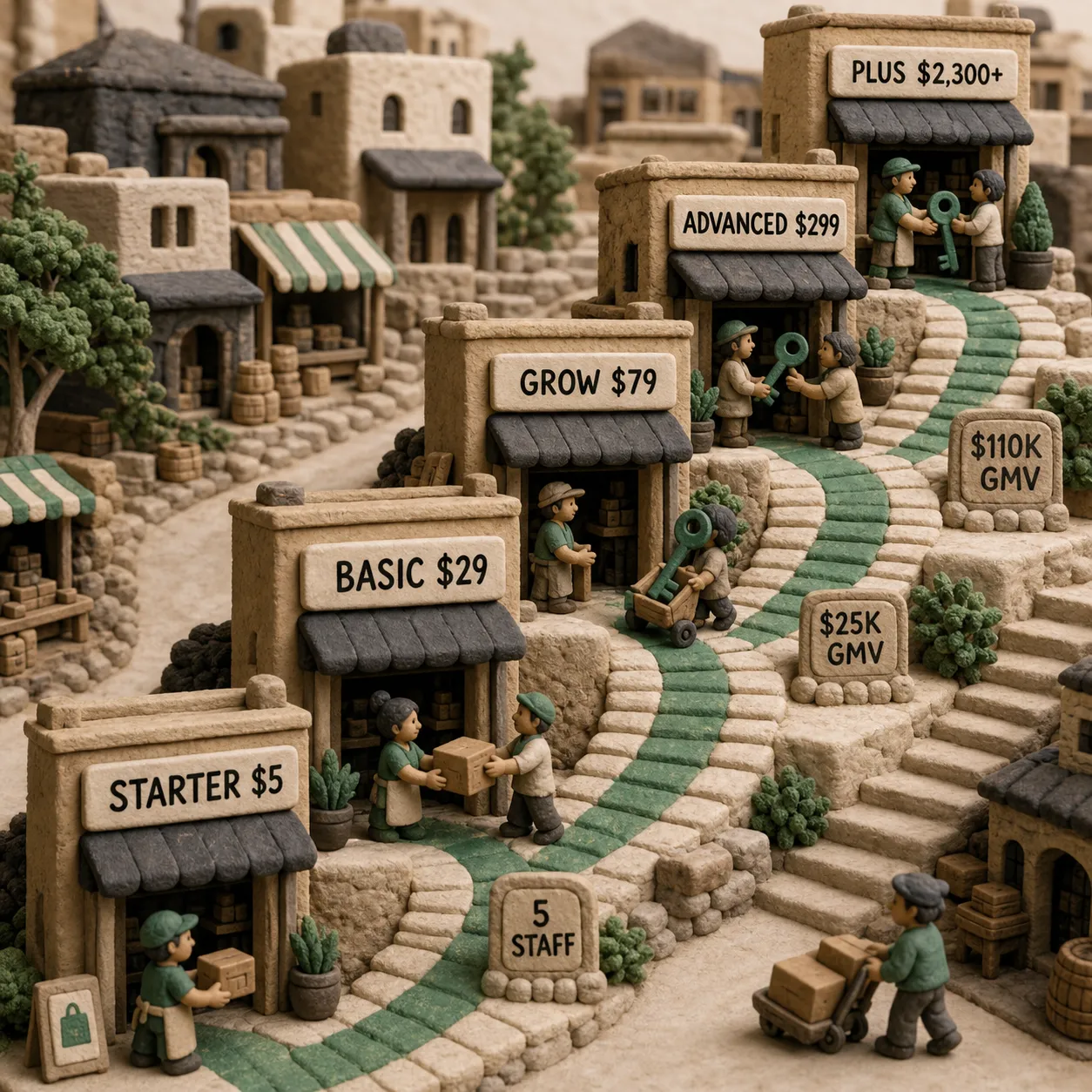 Decision path from Shopify Starter through Plus using staff, payment volume, and control thresholds