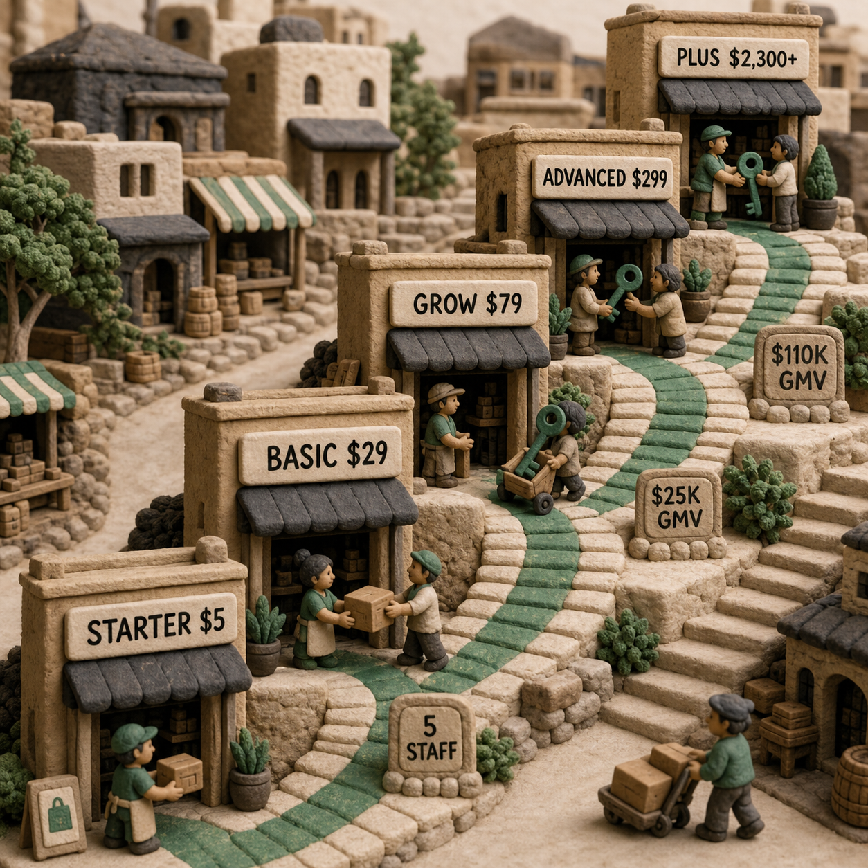 Decision path from Shopify Starter through Plus using staff, payment volume, and control thresholds