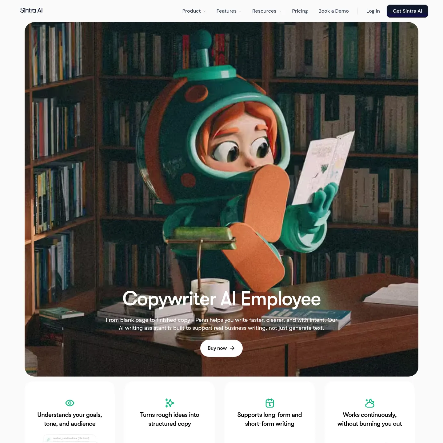 Page de présentation de Penn, l'assistant rédacteur de Sintra