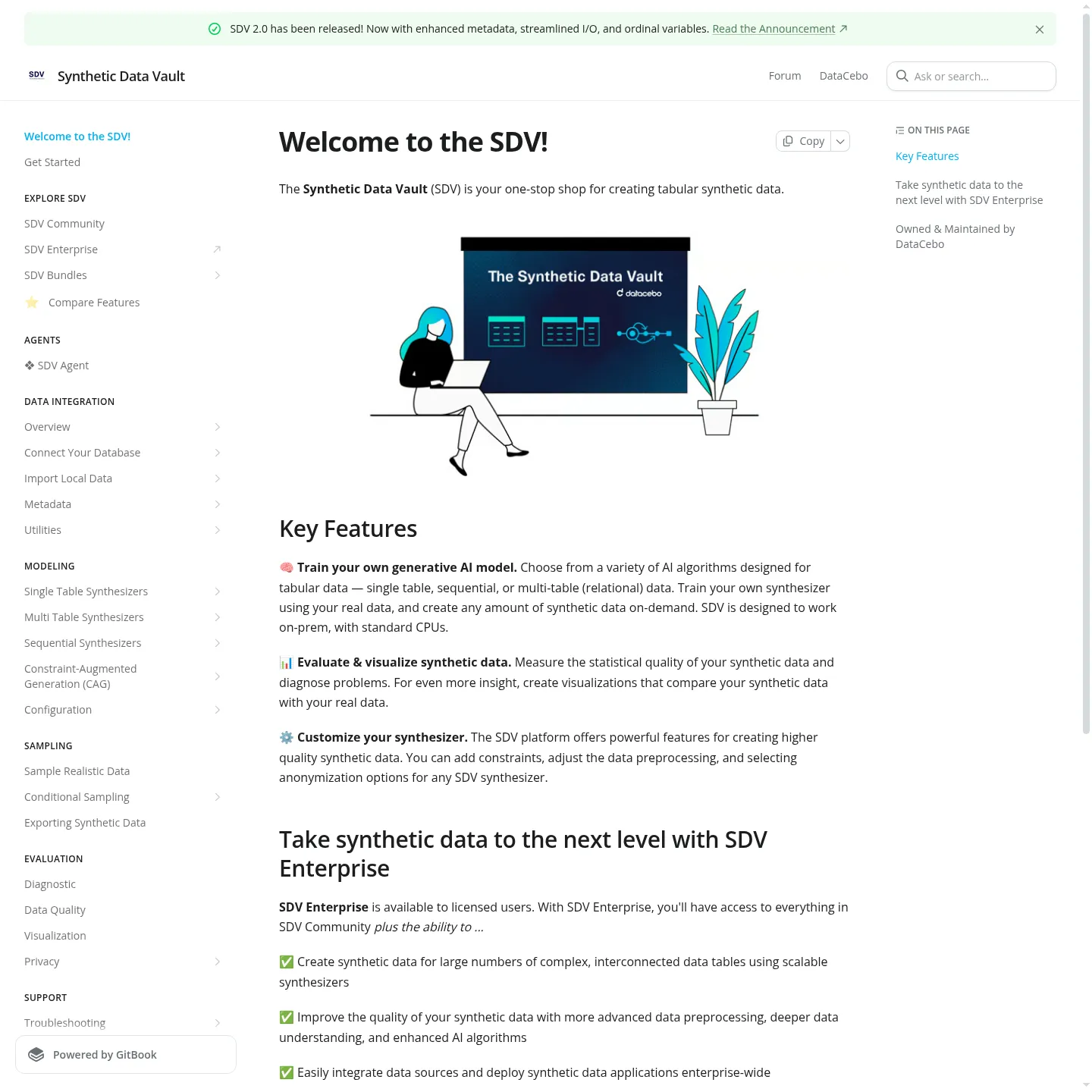 Documentation Synthetic Data Vault sur la synthèse et l'évaluation de données tabulaires
